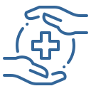 Icone santé entre des mains - protection sociale du chef d'entreprise - ASB Conseil